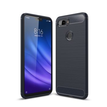 Xiaomi Mi 8 Lite / Mi 8 Youth Szilikon Tok Ütésállókivitel Karbon Mintázattal Sötétkék   Xiaomi Mi 8 Lite / Mi 8 Youth Szilikon Tok Ütésállókivitel Karbon Mintázattal Sötétkék