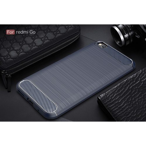 Xiaomi Redmi GO Szilikon Tok Ütésállókivitel Karbon Mintázattal Sötétkék