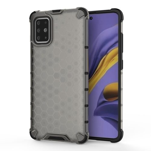 RMPACK Samsung Galaxy A51 Shock-Proof Szilikon Tok Ütésálló Kivitel Honeycomb Style Szürke