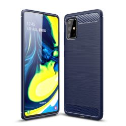   RMPACK Samsung Galaxy A71 Szilikon Tok Ütésállókivitel Karbon Mintázattal Sötétkék