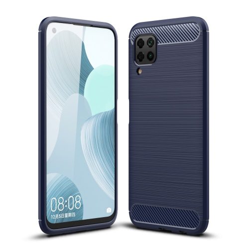 RMPACK Huawei P40 Lite Szilikon Tok Ütésállókivitel Karbon Mintázattal Sötétkék