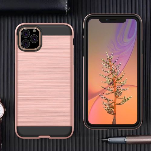 RMPACK iPhone 11 Ütésálló Tok Szálcsiszoltkivitel Rózsaarany