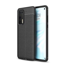   RMPACK Huawei P40 Szilikon Tok Bőrmintázattal TPU Prémium Fekete