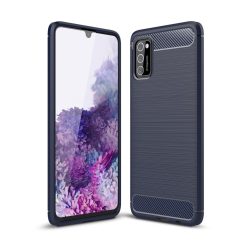   RMPACK Samsung Galaxy A41 Szilikon Tok Ütésállókivitel Karbon Mintázattal Sötétkék