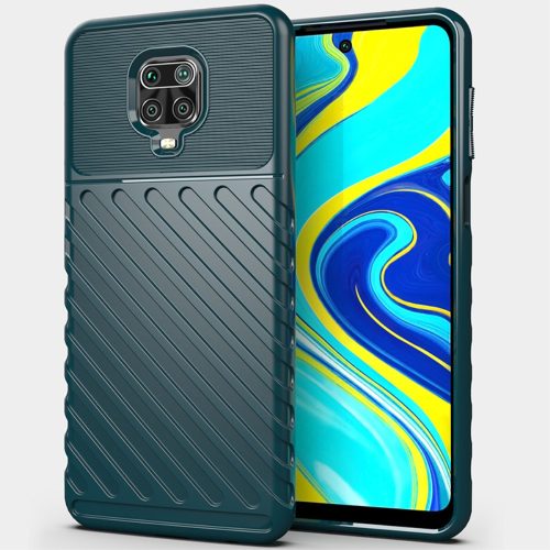 RMPACK Xiaomi Redmi Note 9S / Note 9 Pro Szilikon Tok Twill Ütésálló Thunder Series Kivitel Zöld