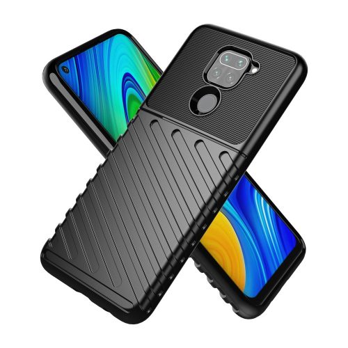 RMPACK Xiaomi Redmi Note 9 Szilikon Tok Twill Ütésálló Thunder Series Kivitel Fekete
