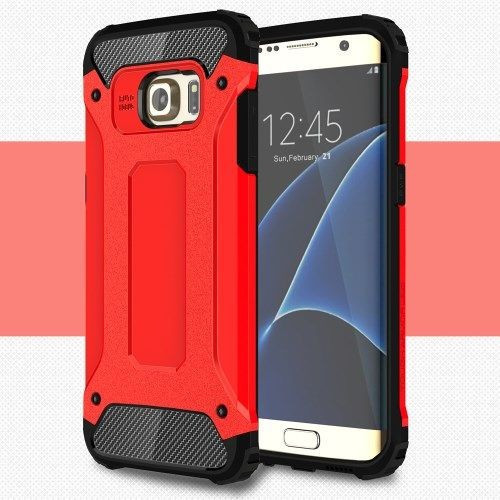 Samsung Galaxy S7 Edge Ütésálló Tok Armor TPU / Műanyag Sarokvédelemmel Piros