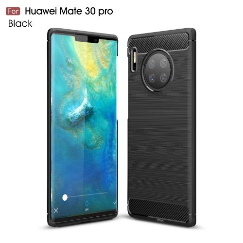 RMPACK Huawei Mate 30 Pro Szilikon Tok Ütésállókivitel Karbon Mintázattal Fekete