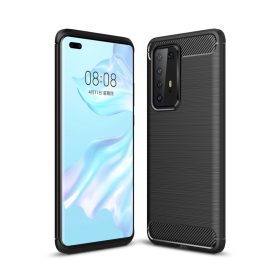   RMPACK Huawei P40 Pro Szilikon Tok Ütésállókivitel Karbon Mintázattal Fekete