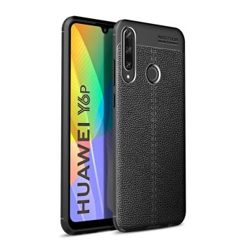 RMPACK Huawei Y6P Szilikon Tok Bőrmintázattal TPU Prémium Fekete   RMPACK Huawei Y6P Szilikon Tok Bőrmintázattal TPU Prémium Fekete