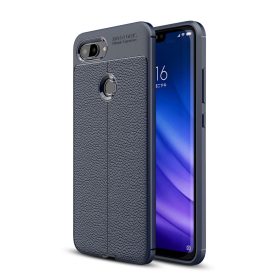   RMPACK Xiaomi Mi 8 Lite Mi 8 Youth Szilikon Tok Bőrmintázattal TPU Prémium Sötétkék
