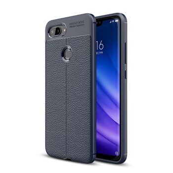 RMPACK Xiaomi Mi 8 Lite Mi 8 Youth Szilikon Tok Bőrmintázattal TPU Prémium Sötétkék   RMPACK Xiaomi Mi 8 Lite Mi 8 Youth Szilikon Tok Bőrmintázattal TPU Prémium Sötétkék