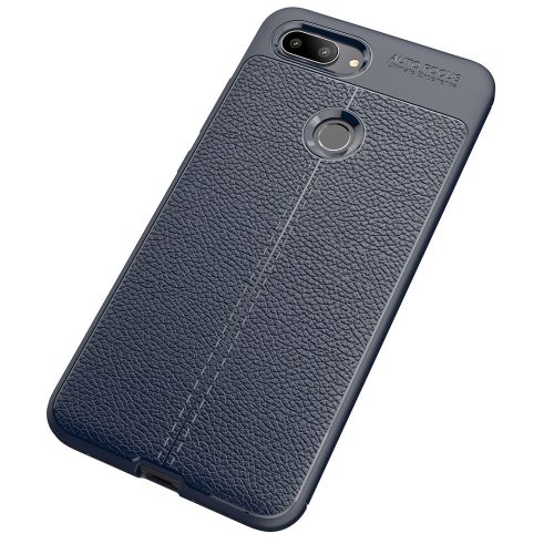 RMPACK Xiaomi Mi 8 Lite Mi 8 Youth Szilikon Tok Bőrmintázattal TPU Prémium Sötétkék