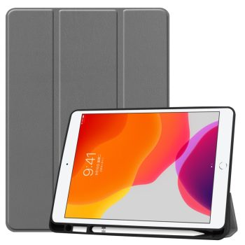 RMPACK iPad 10.2 (2020) (2019) Tok Tri-Fold Series Pencil Tartóval Kitámasztható Szürke   RMPACK iPad 10.2 (2020) (2019) Tok Tri-Fold Series Pencil Tartóval Kitámasztható Szürke