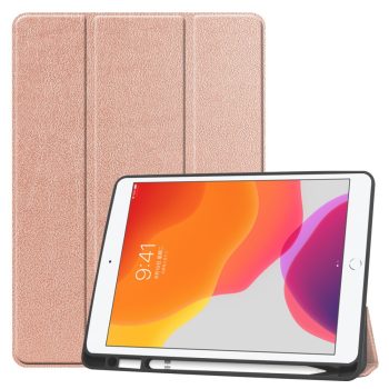 RMPACK iPad 10.2 (2020) (2019) Tok Tri-Fold Series Pencil Tartóval Kitámasztható Rózsaarany   RMPACK iPad 10.2 (2020) (2019) Tok Tri-Fold Series Pencil Tartóval Kitámasztható Rózsaarany
