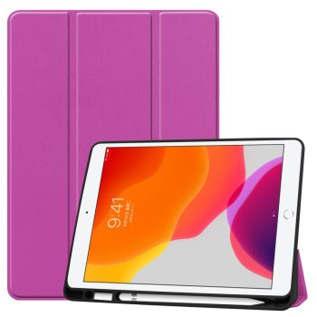 RMPACK iPad 10.2 (2020) (2019) Tok Tri-Fold Series Pencil Tartóval Kitámasztható Lila   RMPACK iPad 10.2 (2020) (2019) Tok Tri-Fold Series Pencil Tartóval Kitámasztható Lila