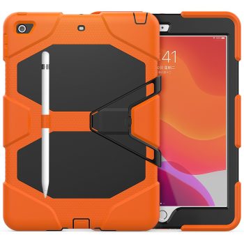 RMPACK iPad 10.2 (2020) (2019) Ütésálló Tok Shockproof Series Kitámasztható PC+TPU 2in1 Pencil Tartóval Narancssárga   RMPACK iPad 10.2 (2020) (2019) Ütésálló Tok Shockproof Series Kitámasztható PC+TPU 2in1 Pencil Tartóval Narancssárga