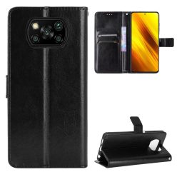   RMPACK Xiaomi Poco X3 Tok Fényes Notesz Tok Kártyatartóval Fekete