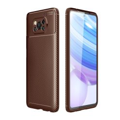   RMPACK Xiaomi Poco X3 Tok Szilikon TPU Carbon Fiber - Karbon Minta Barna