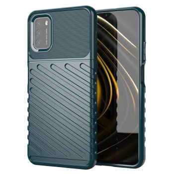 RMPACK Xiaomi Poco M3 Szilikon Tok Twill Ütésálló Thunder Series Kivitel Zöld   RMPACK Xiaomi Poco M3 Szilikon Tok Twill Ütésálló Thunder Series Kivitel Zöld