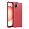 RMPACK Samsung Galaxy A12 Szilikon Tok Bőrmintázattal TPU Prémium Piros