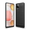 RMPACK Samsung Galaxy A12 Szilikon Tok Ütésállókivitel Karbon Mintázattal Fekete