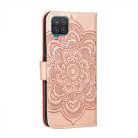 RMPACK Samsung Galaxy A12 Notesz Tok Mandala Mintás Kártyartóval- Kitámasztható Rózsaarany