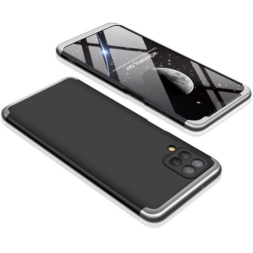 RMPACK Samsung Galaxy A12 Ütésálló Tok GKK 3in1 Műanyag Fekete-Ezüst