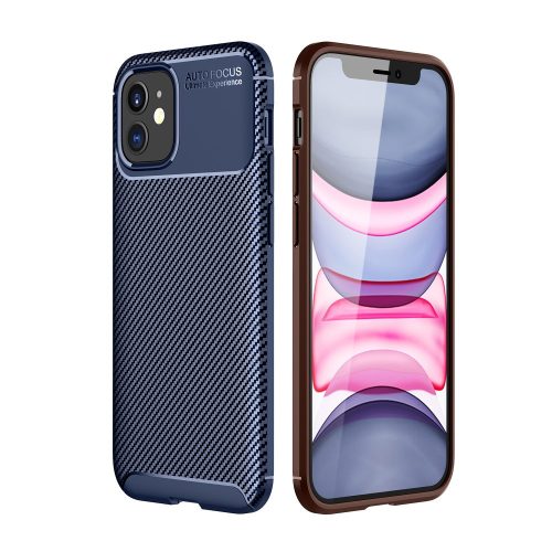 RMPACK Apple iPhone 12 6.1' Tok Szilikon TPU NEW Carbon Fiber - Karbon Minta Kék