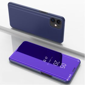   RMPACK Apple iPhone 12 6.1' Notesz Tok Mirror View Window Tükrözödő Felülettel Sötétkék