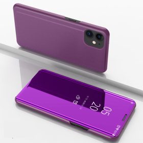   RMPACK Apple iPhone 12 6.1' Notesz Tok Mirror View Window Tükrözödő Felülettel Lila