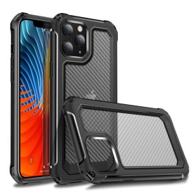   RMPACK Apple iPhone 12 / iPhone 12 Pro 6.1' Tok Ütésállókivitel Carbon Fiber PC TPU Fekete