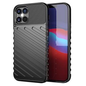  RMPACK Apple iPhone 12 / iPhone 12 Pro 6.1' Szilikon Tok Twill Ütésálló Thunder Series Kivitel Fekete