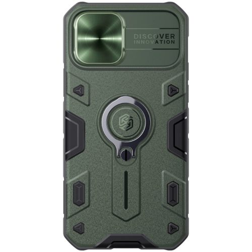 RMPACK Apple iPhone 12 / iPhone 12 Pro 6.1' Ütésálló Tok Nillkin Camshield Armor PC TPU Combo Gyűrűvel Zöld