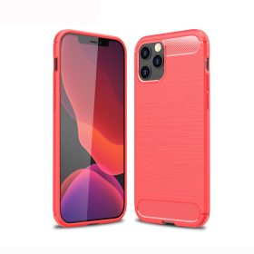   RMPACK Apple iPhone 12 / iPhone 12 Pro 6.1' Szilikon Tok Ütésállókivitel Karbon Mintázattal Piros