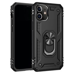   RMPACK Apple iPhone 12 / iPhone 12 Pro 6.1' Armor Tok Ütésálló 2in1 PC TPU Series Gyűrűs - Kitámasztható Fekete