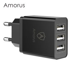   AMORUS ZX-3U01 3.1A 3 Port Fali Töltő Adapter EU Univerzális