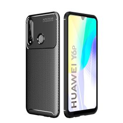   Huawei Y6p Szilikon Tok Karbon Mintázattal TPU Carbon Fiber Fekete