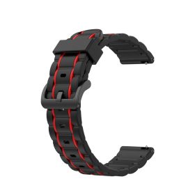   Samsung Galaxy Watch 3 45mm Óraszíj Pótszíj - Szilikon Sport Szíj - StripeBi Style Fekete-Piros