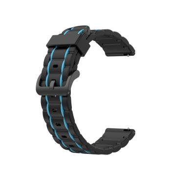 Samsung Galaxy Watch 3 45mm Óraszíj Pótszíj - Szilikon Sport Szíj - StripeBi Style Fekete-Kék   Samsung Galaxy Watch 3 45mm Óraszíj Pótszíj - Szilikon Sport Szíj - StripeBi Style Fekete-Kék
