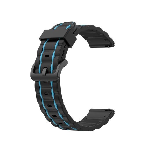 Samsung Galaxy Watch 3 45mm Óraszíj Pótszíj - Szilikon Sport Szíj - StripeBi Style Fekete-Kék