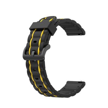 Samsung Galaxy Watch 3 45mm Óraszíj Pótszíj - Szilikon Sport Szíj - StripeBi Style Fekete-Sárga   Samsung Galaxy Watch 3 45mm Óraszíj Pótszíj - Szilikon Sport Szíj - StripeBi Style Fekete-Sárga