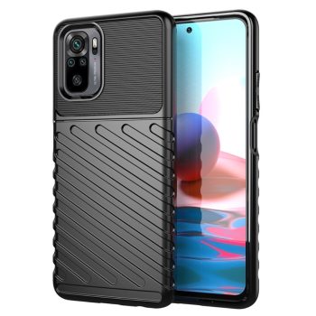 RMPACK Xiaomi Redmi Note 10 Szilikon Tok Twill Ütésálló Thunder Series Kivitel Fekete   RMPACK Xiaomi Redmi Note 10 Szilikon Tok Twill Ütésálló Thunder Series Kivitel Fekete