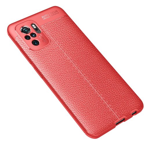 RMPACK Xiaomi Redmi Note 10 Szilikon Tok Bőrmintázattal TPU Prémium Piros