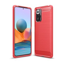   RMPACK Xiaomi Redmi Note 10 Pro Szilikon Tok Ütésállókivitel Karbon Mintázattal Piros