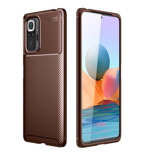 RMPACK Xiaomi Redmi Note 10 Pro Tok Szilikon TPU NEW Carbon Fiber - Karbon Minta Barna