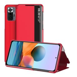   RMPACK Xiaomi Redmi Note 10 Pro Flip Tok Notesz View Window Kitámasztható Piros