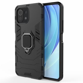   RMPACK Xiaomi Mi 11 Lite 4G/5G Védőtok Ring Guard Gyűrűs 2in1 Tok Ütésálló - Kitámasztható TPU Hybrid Fekete