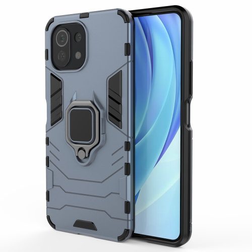 RMPACK Xiaomi Mi 11 Lite 4G/5G Védőtok Ring Guard Gyűrűs 2in1 Tok Ütésálló - Kitámasztható TPU Hybrid Kék
