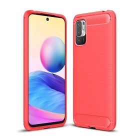   RMPACK Xiaomi Redmi Note 10 5G Szilikon Tok Ütésállókivitel Karbon Mintázattal Piros